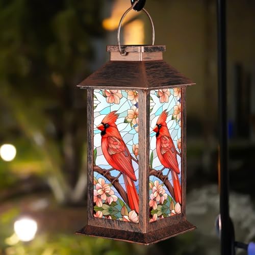 Solar Lantern Outdoor Waterproof Cardinal Garden Decor Birthday G...
