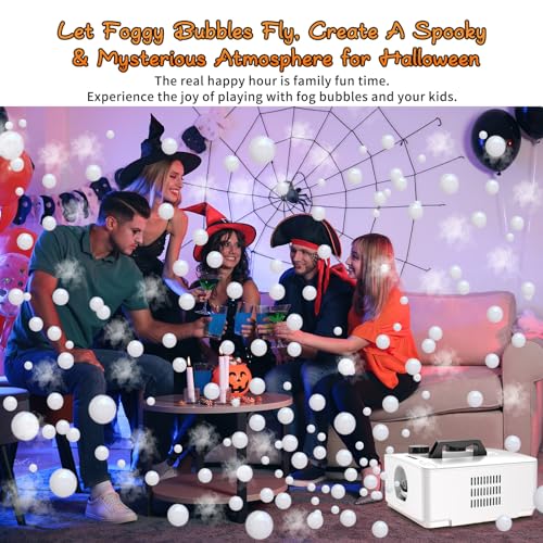 Fog Bubble Machine, No Spill Smoke Bubble Maker, 250W Bubble Fog Machine, 8000+ Fog Bubbles Per Minute, Smoke Bubbles Effect for Indoor Outdoor Halloween Holiday Wedding Birthday Party