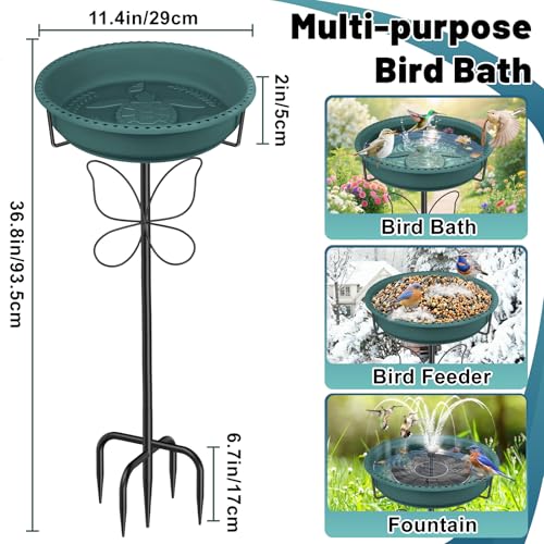 YOADEHOA Bain d'oiseau pour l'extérieur avec Base métallique Amovible Bol, Bains d'oiseaux alimentateur Bol pour l'extérieur Jardin Patio Jardin pelouse décor (Vert) – vue 2