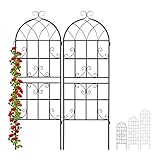 Relaxdays Rankgitter Metall, 2er Set, zum Stecken, Rankhilfe für Kletterpflanzen, 150 x 50 cm, Spalier Garten, schwarz