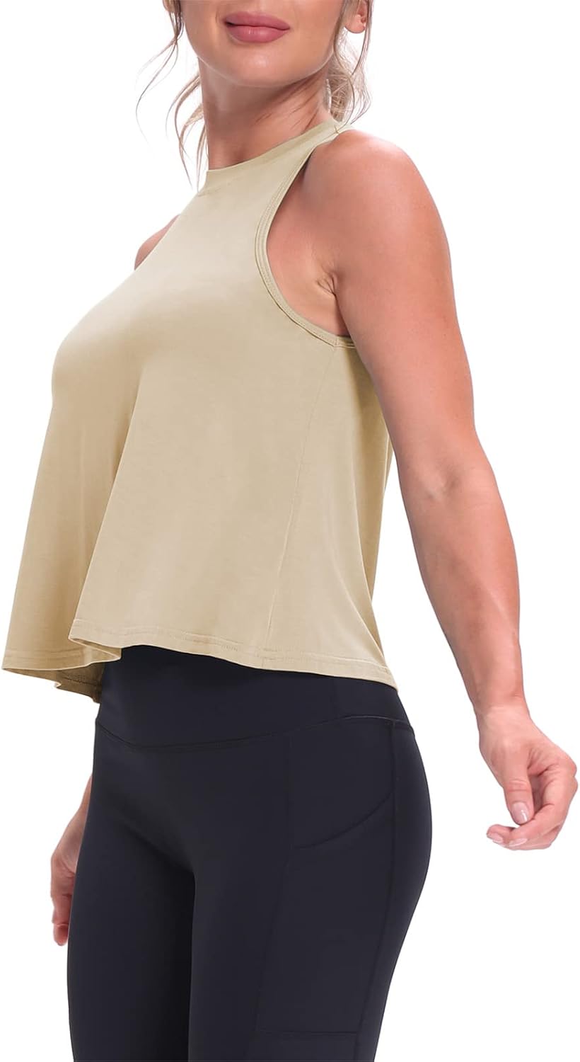 Mippo Crop Tops for Women Womens Workout Tops Flowy Cropped Tank Tops Athletic Shirts - Image 4