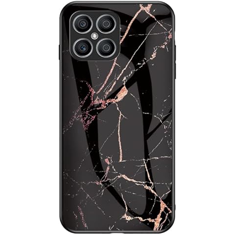 SHIEID Marble Case for Honor X8 Marble Clear Tempered Glass Case Soft Silicone Phone Cover Compatible with Honor X8 (Black gold) Cover