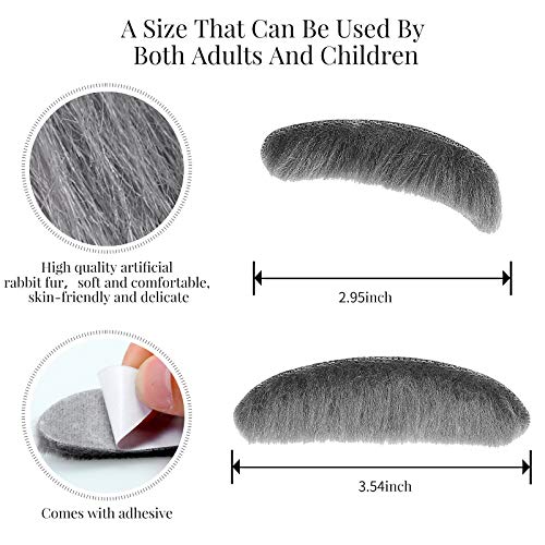 image for Skylety 2 Pieces Old Man Costume for Boys, Gray Old Man Moustache and 