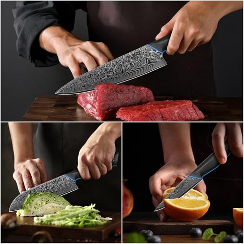 Image of 3PCS Kitchen Knife Set, Ultra Sharpe Chef Knife Set Forged of 67-Layer Japanese Damascus Steel, Premium Knives Set Professional Sharp Knives Set with G10 Handle