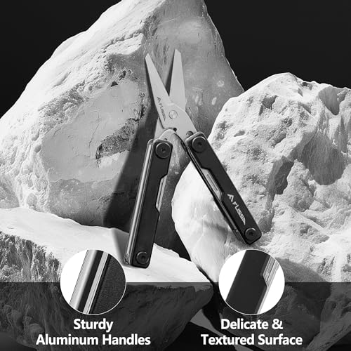 FLISSA 11-in-1 Multitool Scissors with Knife, Foldable Mini Multitool, Stainless Steel Scissors with Aluminum Handles, Spring - EDC for Camping, Hiking, Fishing, Emergency, Black - Image 5