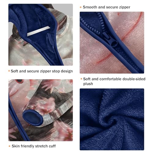 Pink Axolotl with Cherry Blossoms Toddler Fleece Jacket Girl Boys Hooded Fleece Jacket Coat Warm Outwear Zip-up 3-10T3