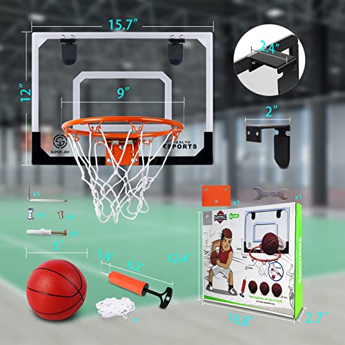 Mini Basketballkorb Set für Kinder SUPER JOY Zimmer Basketball Set Mit 3 Ball Pumpe Indoor Sport Spielzeug Büro Basketball-Board Indoor Ballnetz Office Home 40x30cm Outdoor Basketballbrett Wandmontage - Image 8