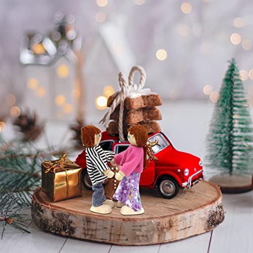 4pcs Wooden Doll House Family Set Dolls Family Pretend Play Figures Accessories Lovely Happy Family Miniature Dolls Playsets Wooden Dollhouse People Figures Pack for Kids Girls Dollhouse Pretend Gift