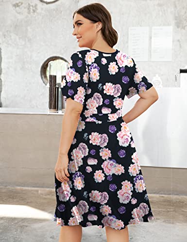 Image of Ahlaray Plus Size Faux Wrap Dress for Curvy Women with Pockets