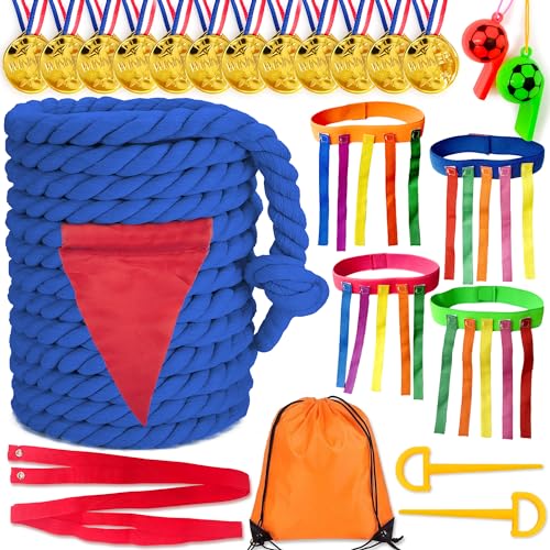 Chennyfun Sports Day Kit Tug of War Rope, Traditionelle Gartenspiele zum Tauziehen,Tail Pullig Game,Durable Tug-of-War-Seil für Outdoor-Garten Feld Tag Geburtstag Party Spiele für Kinder und Familie