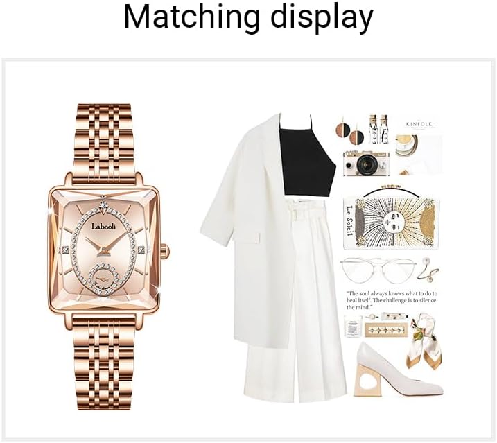 GORBEN Women's Luxury Watch, Day and Date Display, Gold Stainless Steel Bracelet, Small Wrist Size - Image 6