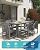 HDPE Outdoor Dining Set 7-Piece Outdoor Table and Chairs with Umbrella Hole, All-Weather Patio Dining Set for 6, Durable Patio Furniture Set for Backyard, Garden, Lawn & Poolside, Grey