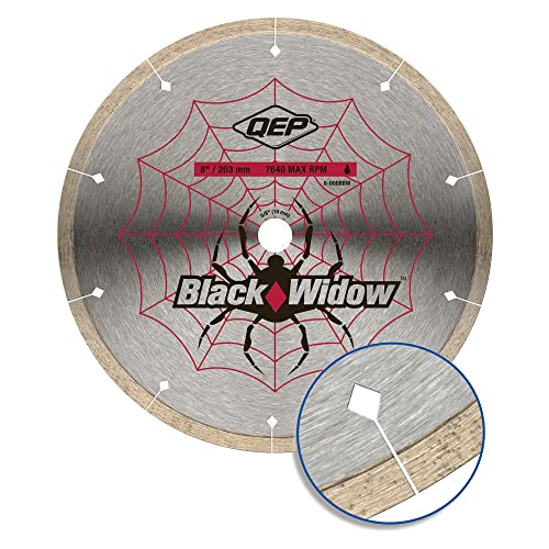 QEP 8" Black Widow Premium-Grade, Thin Rim Diamond Blade for Wet Cutting of Porcelain Ceramic, Granite and Marble Tile - Image 2