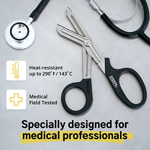 Madison Supply Medical Scissors, Emt And Trauma Shears - 7.5 Inch Premium Quality Stainless Steel Bandage Scissors - Fluoride-Coated With Non-Stick Blades - 1 Pack (Black/Stainless) #TOP2