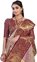Women's Banarasi Silk Saree with Rich Zari Woven Pallu & Border