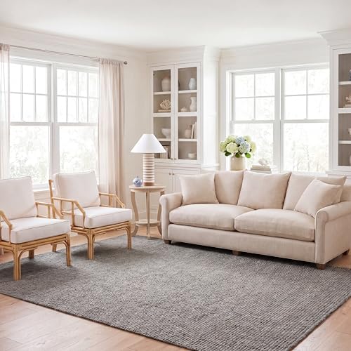SAFAVIEH Area Rug 8x10 - Natural Fiber Collection - Large - Light Grey, Handmade Chunky Textured Jute, Thick (NF447G)