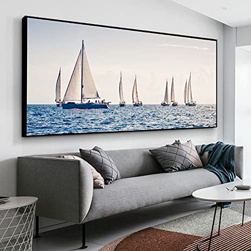 Diamond painting voilier 5D grand format 50x120 cm pour kit broderie strass salon