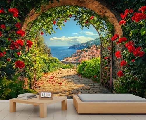 Tuscany Italian Flowers Mural - 79" x 79" Murals, Mediterranean