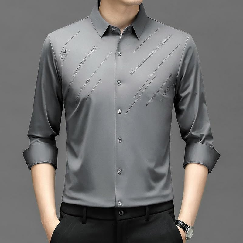 Chemise rayée homme à manches longues coupe décontractée fluide - 4