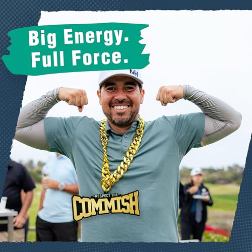 Image of TrophySmack Fantasy Football 'Respect the Commish' Turnover Chain for Commissioner - Chrome Gold & Black Acrylic