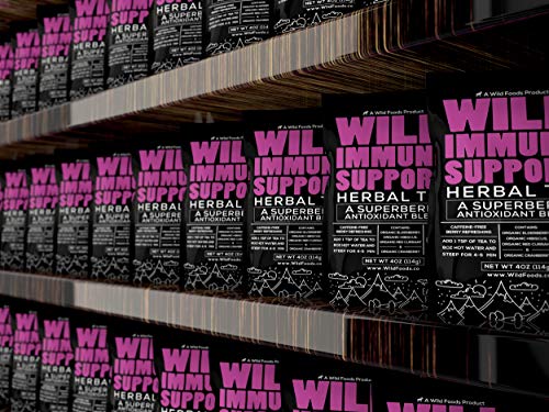 Wild Foods Immune Support Tea | Organic Elderberry, Currant, Hibiscus and Cranberry | Superberry Antioxidant Blend Loose Leaf Herbal Teas | Natural Immunity Boost | (TWO x 4 ounce)