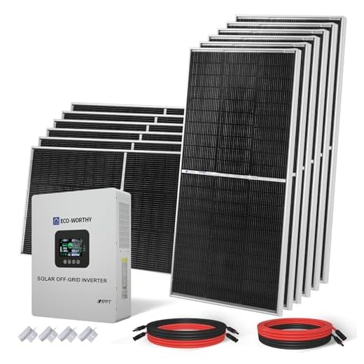 ECO-WORTHY 9.36KWH 2340W 48V Solar Power System Kit Off Grid Solar Panel Kit with 5000W 48V All-in-One Off-Grid Charge Inverter and 12pcs 195W Mono Solar Panel and Z Mounting Brackets.Plug and Play
