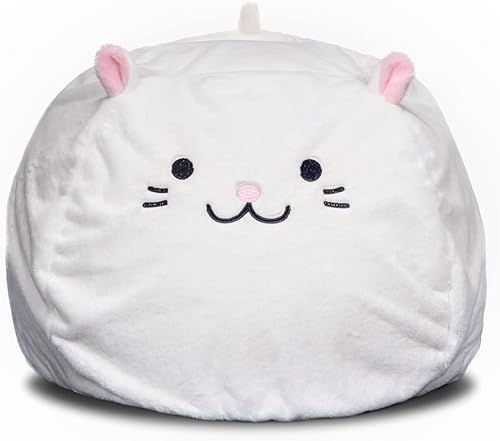 Miniatura 1 de Furry Bean Bag Cover, Faux Fur Bean Bag Chair Cover for Kids, Teens and Adults 32x32x18in (Pinky Cat) Gato meñique,Conejito