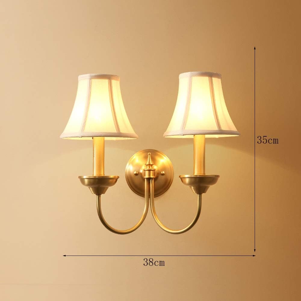 Style ホーム＆キッチン UASTE ウォールランプ フル銅 アメリカンライト ラグジュアリー ポスト モダン リビングルーム フル銅製ベッドサイドランプ ロマンチックで温かみのあるリビングルームの勉強部屋のウォールライト 雰囲気のあるシンプルな通路の壁ランプ