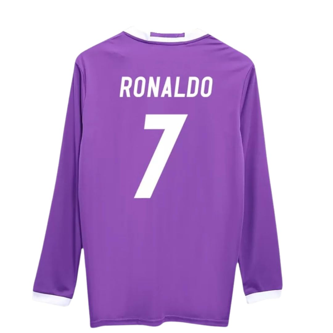 Ronaldo #7 Retro Long Sleeve 16/17 Soccer Jersey for Men Fan Version (US, Alpha, Large, Regular, Regular, Retro)