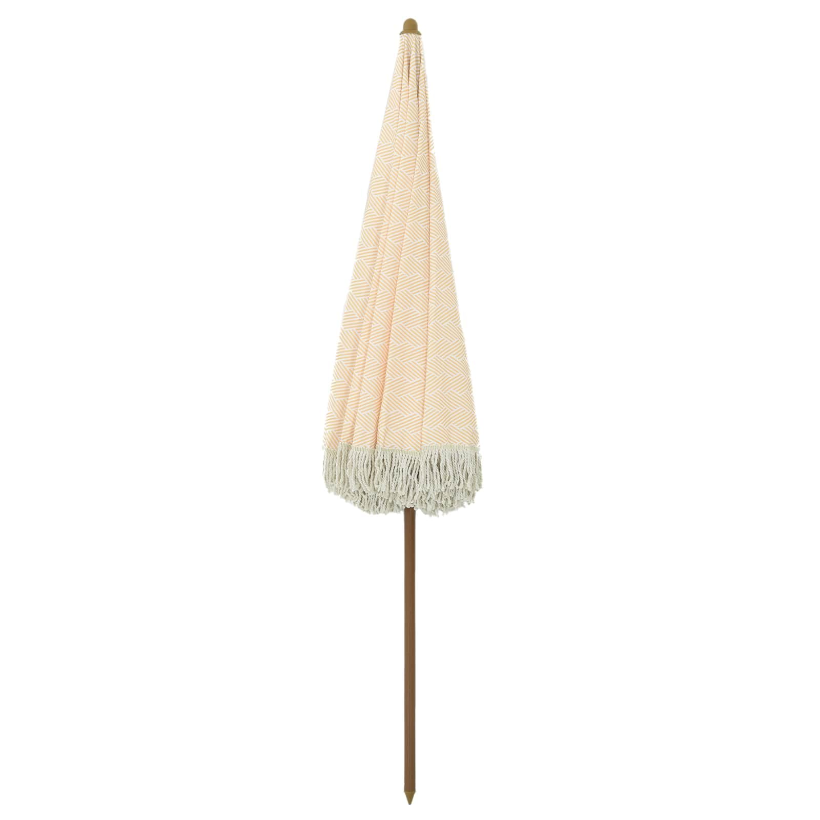 Parasol plażowy, żółto-biały, 205 x 205 x 210 cm, odporny na promieniowanie UV, przechylany, przenośny, do ogrodu, na taras i na zewnątrz