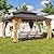 INTER HUT 13x15 Hardtop Gazebo with Netting and Curtains, Galvanized Steel Double Roof with Cedar Wood Frame Outdoor Pavilion for Patio, Garden, Deck and Lawn, Natural Wood/Black