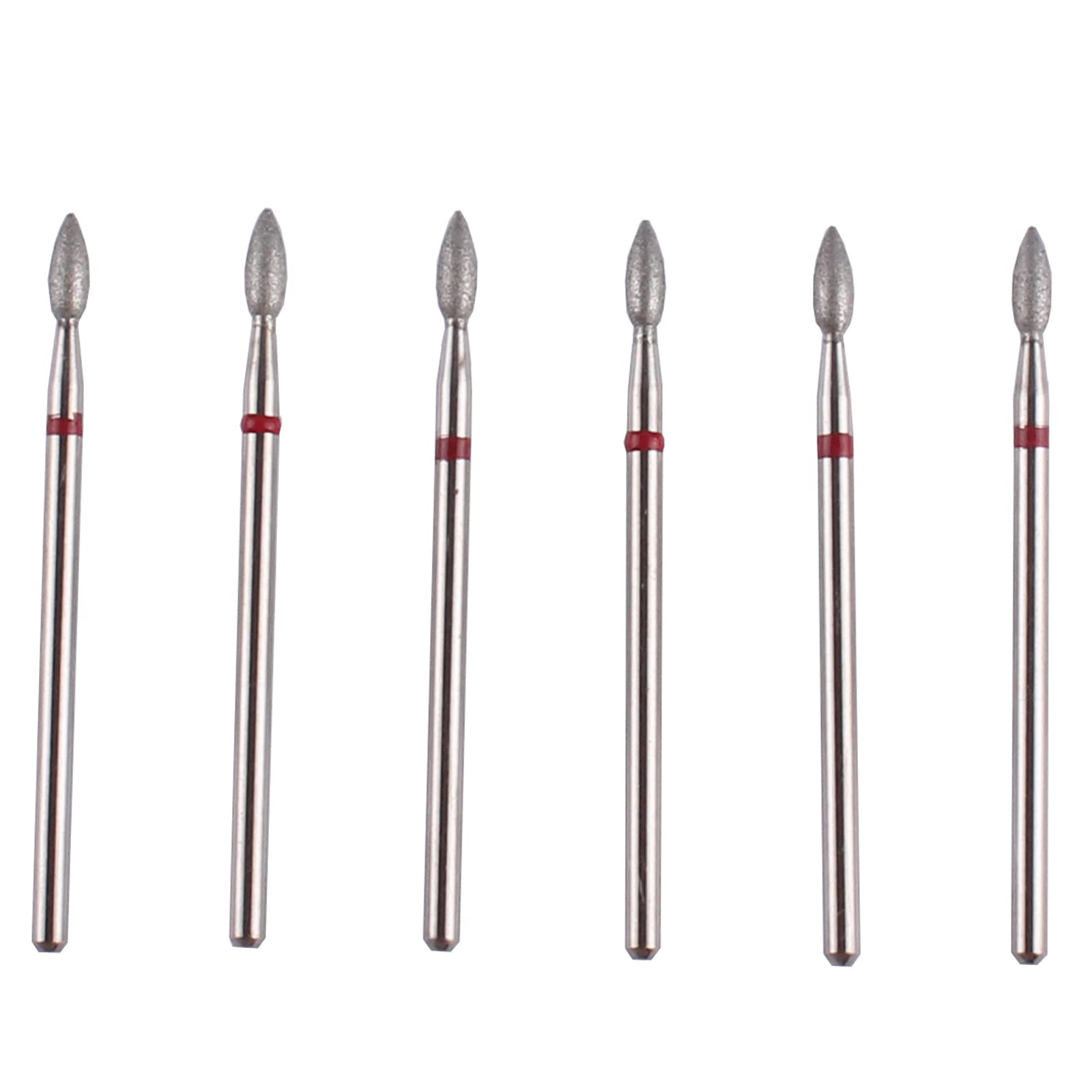 Juego de brocas para cutícula de diamante en forma de llama, 6 piezas, kit de brocas de manicura Pro Dry de 3/32