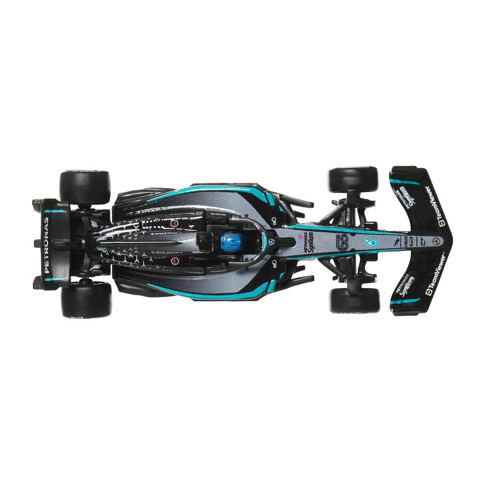 Hot Wheels Premium Formula 1 Mercedes-Benz George Russell #63 auto da corsa collezionabile scala 1:64 telaio metallo pneumatici Real Riders