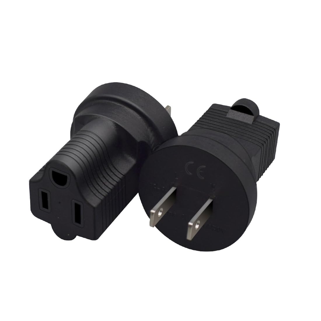 NEMA 1-15P a 5-15R Adaptador de corriente alterna, convertidor de corriente estándar americano de 2 pines a 3 agujeros, enchufe macho NEMA 1-15P a enchufe hembra 5-15R, 1-15P a 5-15R