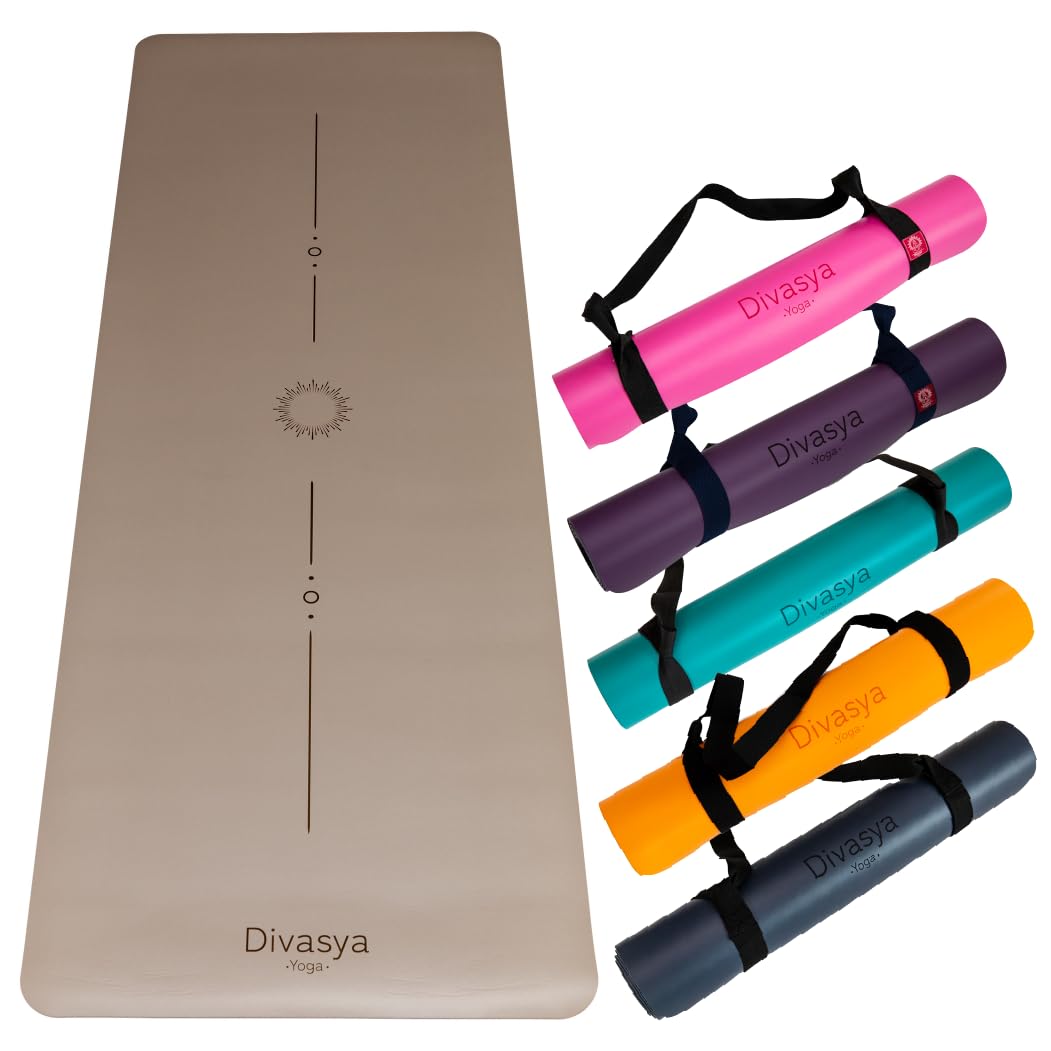Divasya Yogamatte rutschfest, 185x68x0,45 cm – mit Tragegurt