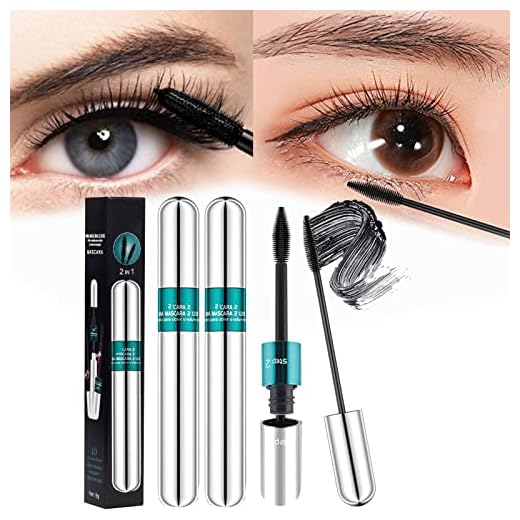 KZBYQN 4D Silk Fiber Lash Mascara, 2 in 1 Thrive Mascara, Liquid Mascara Black Volume and Length Lasting All Day, Waterproof Mascara Lengthening No Clumping, No Smudging & Easy to Remove (2PCS)