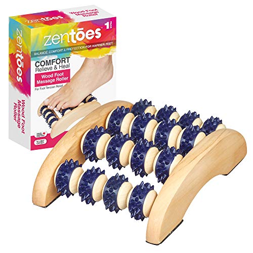 ZenToes Wooden Foot Massager with Acupressure Rollers for Plantar Fasciitis and Neuropathy Foot Pain Relief
