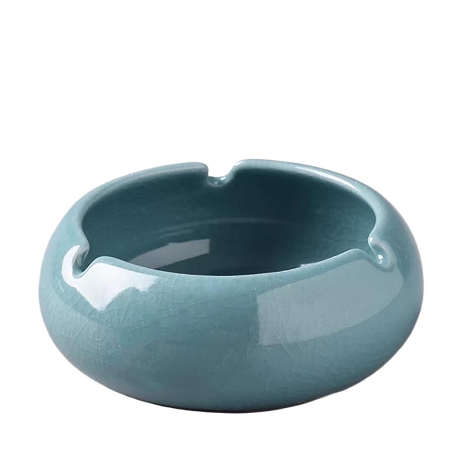 OWOHYG Desktop Smoking Ash Tray Ceramic Solid Color Circular Home Living Room Office Hotel Simple Ashtray Easy To Clean.Blue
