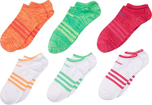 adidas Kids-Girl's Superlite No Show Socks (6-Pair), Shock Pink-Bold Pink Space Dye/White/Shock Pink/So, Large