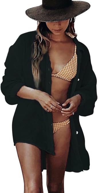 BUTTZO Womens Beachwear Bikini Swimwear Beach Sexy Cover up Oversized Shirt Tops Bathing Blouses Suit