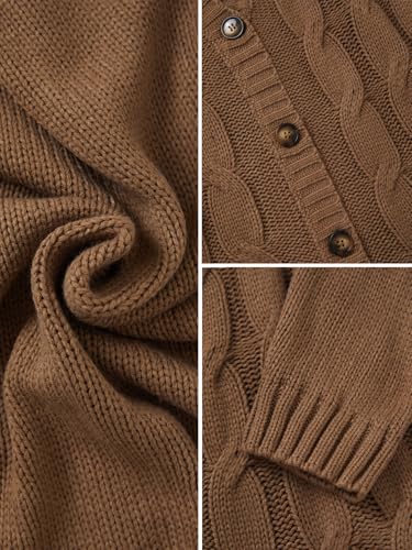 Image of Vrtige Women's Fall Cable Knit Button Long Sleeve Open Front Soft Cardigan Sweater Outerwear