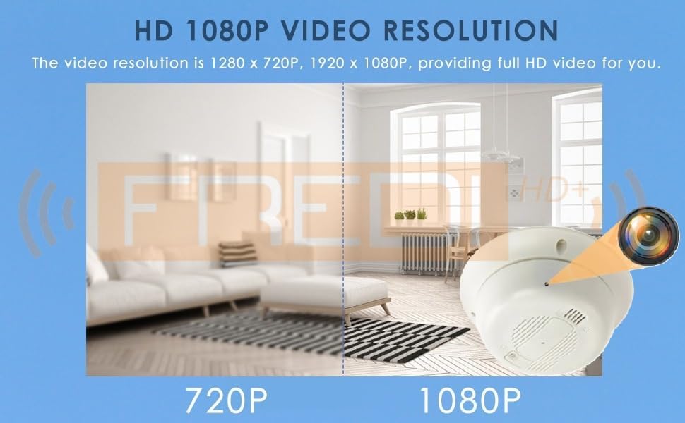 Image of FREDI HD PLUS WiFi Smoke Detector Camera 1080P HD | Live View on Mobile & PC | 32GB Support | 24x7 AC Powered | Loop Recording | Ceiling Mount Design