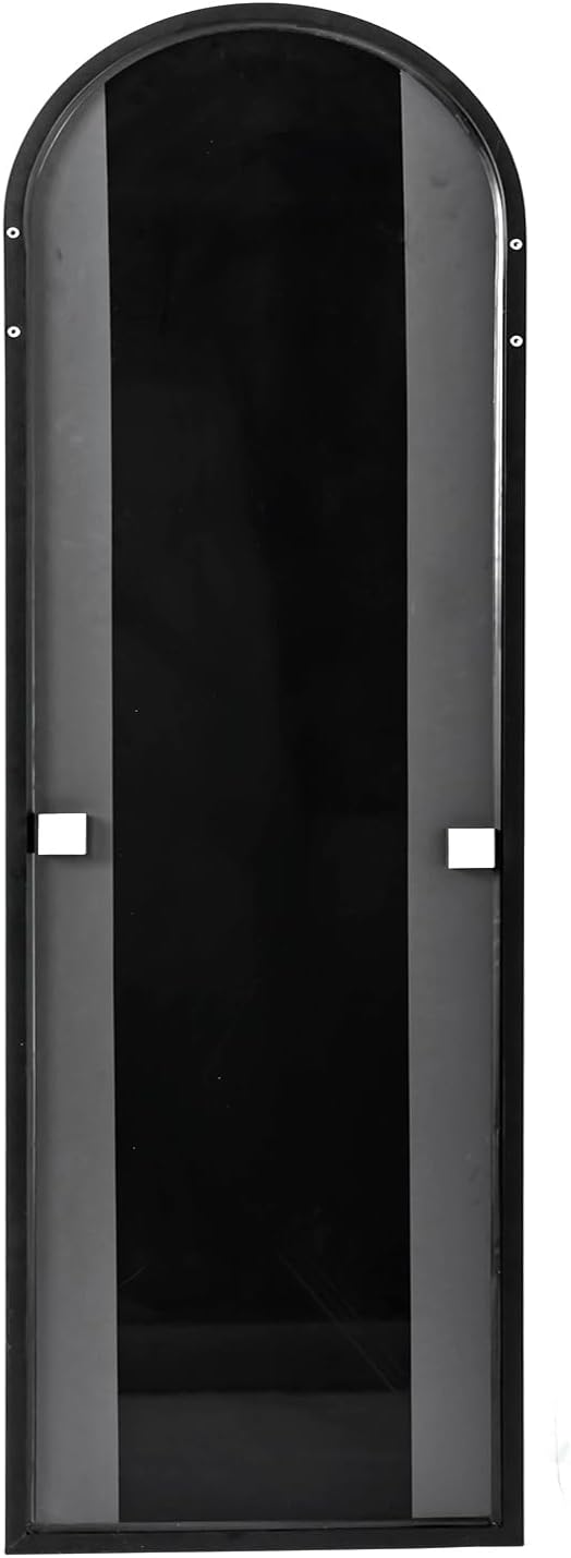 Full Length Mirror Over The Door, 16x50 Inch Arched Vertical Wall Mirror for Full Body, Hanging Door Mirror, Black