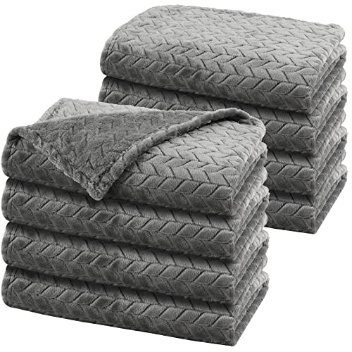 Image of 8 Pcs Baby Blanket Cozy Throw Blankets Fuzzy Baby Fleece Blankets Warm Baby Crib Blanket for Newborn Infant Toddler Stroller Nursery Soft Receiving Swaddling Blankets, 24 x 32 in (Gray)