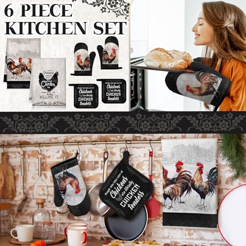 Bencailor6pcskitchendecorpotholdersovenmitts2dishtowels2farmhousecookingmittensovenglove2potholderforbakingcookinggrillingsupplyaccessoriesblackgrayrooster Urban Country Home Decor Bencailor 6 pcs kitchen decor pot holders oven mitts 2 dish towels 2 farmhouse cooking mittens oven glove 2 potholder for baking cooking grilling supply accessoriesblack grayrooster urban country home decor