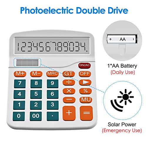 Helect Calculator, Standard Function Desktop Calculator, White