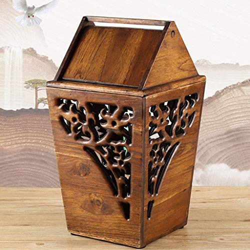 Caneca de basura cuadrada de madera antigua 3.2 galones miniatura 5