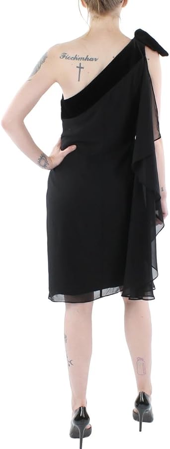 ワンピース LAUREN RALPH LAUREN Woman Dress Black 253963738 001 Lauren Ralph Lauren Metallic One Shoulder Sleeveless Midi