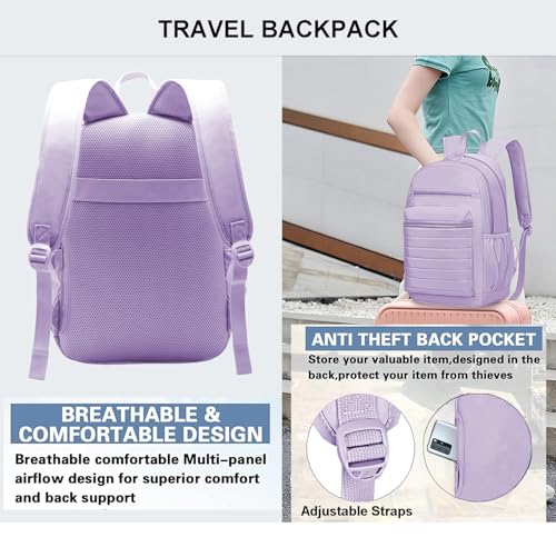 Image of KEOFID Travel Backpack for Women, Womens Work Backpacks, Anti-theft Backpack Purse, Back pack for College Girls, Carry-On Travel Backpacks,Bookbag(Purple)