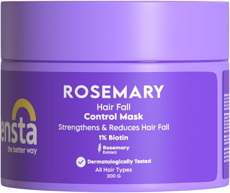 Clensta Rosemary Hair Fall Control Mask With Biotin For Reducing Hair Fall, Dandruff, Strengthens Hair & Daily Use All Hair Types Men & Women Sulfate & Paraben Free 200 Gm,1 Count